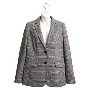 Talbots Aberdeen Knit Glen Plaid Jacquard Blazer Sz 8